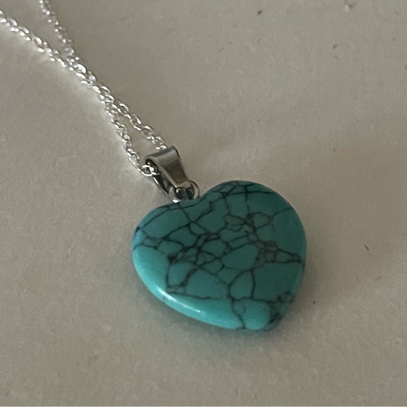 New S925 Sterling Silver Handmade Natural Polished Turquoise Stone 18” Necklace - Picture 7 of 15